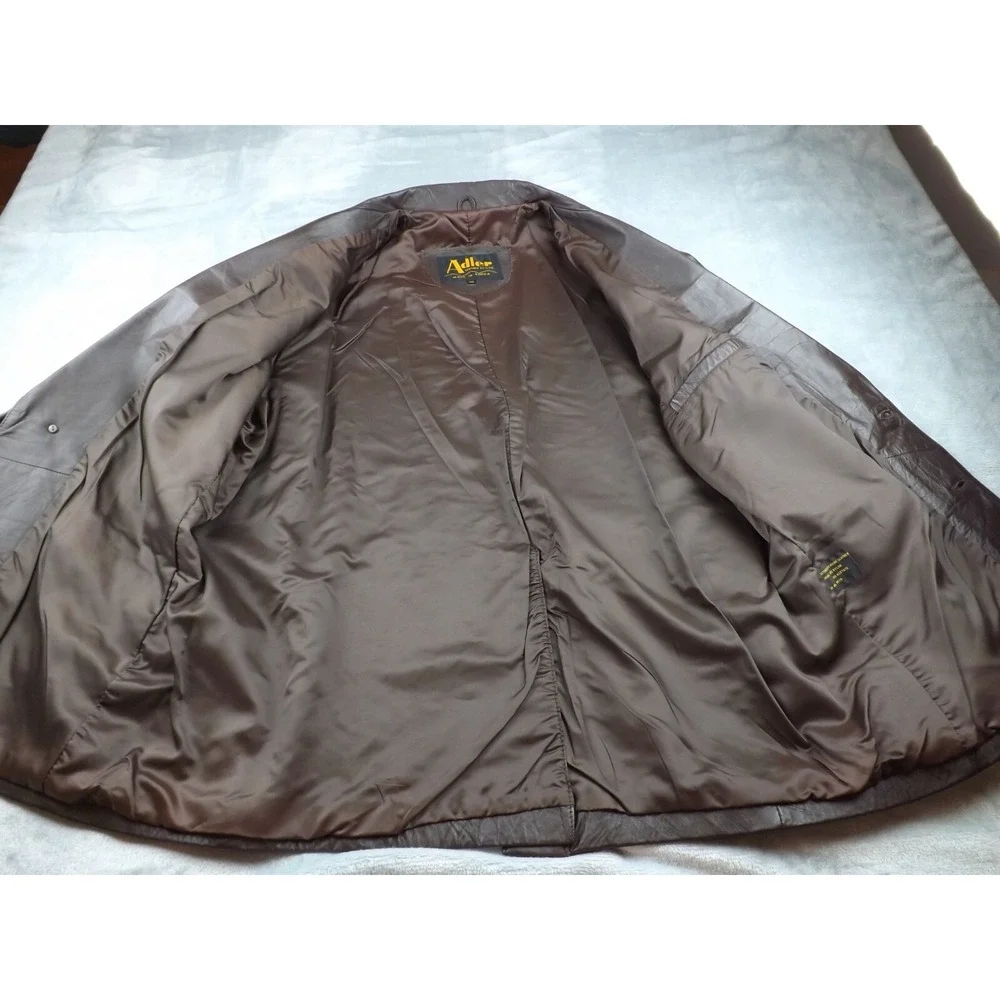 Adler Leather Jacket Vintage‎ Men's Size 46 Dark Brown Lined - Picture 8 of 16